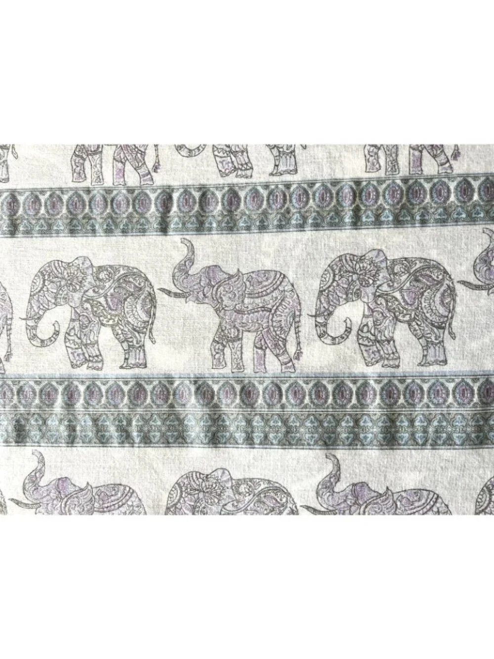 ELEPHANT King Flat Sheet 100% Cotton Purple Blue Green Mandala Linens Safari